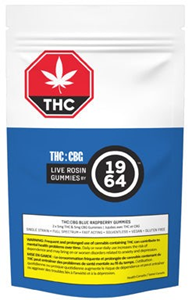 1964: Blue Raspberry 1:1 CBG/THC Rosin Gummies (2 pcs)