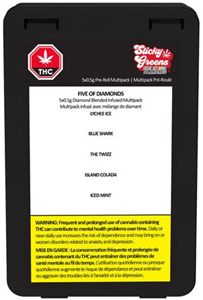 Sticky Greens: Five of Diamonds - Diamond Blend Infused Pre Rolls (5 x 0.5g)