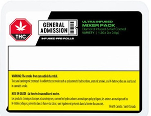 General Admission: Mixer Pack Diamond Infused Pre Rolls (3 x 0.5g)