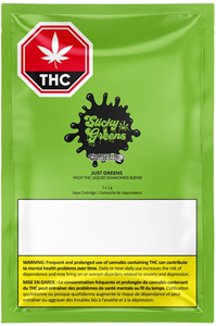Sticky Greens: Just Greens High THC Liquid Diamond Blended Cartridge (1g)