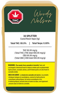 Woody Nelson: 33 Splitter Cured Resin LTO Cartridge (1g)