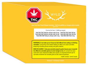 Wyld: Real Fruit Sour Peach Mango 3:1 CBG/THC Multi Pack Gummies (10 pcs)