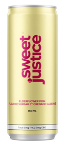 Sweet Justice: Elderflower Pom 1:1 THC/CBD Beverage (355ml)