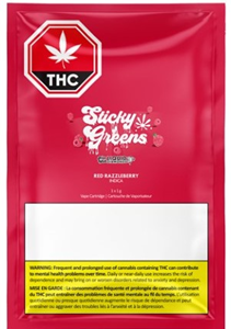 Sticky Greens: Red Razzleberry Liquid Diamond Blend Cartridge (1g)